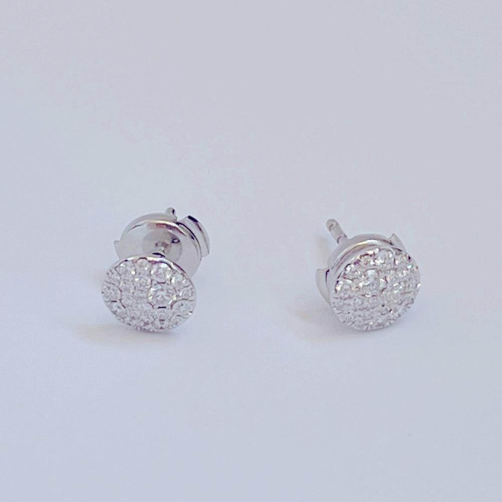 Tiffany & Co 18k White Gold Round Pavé Stud Earrings